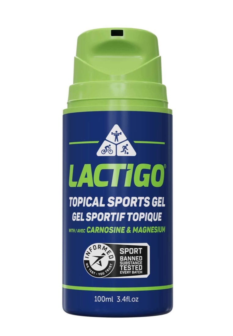 Lactigo Original Topical Sports Gel, 100ml pump bottle with green cap